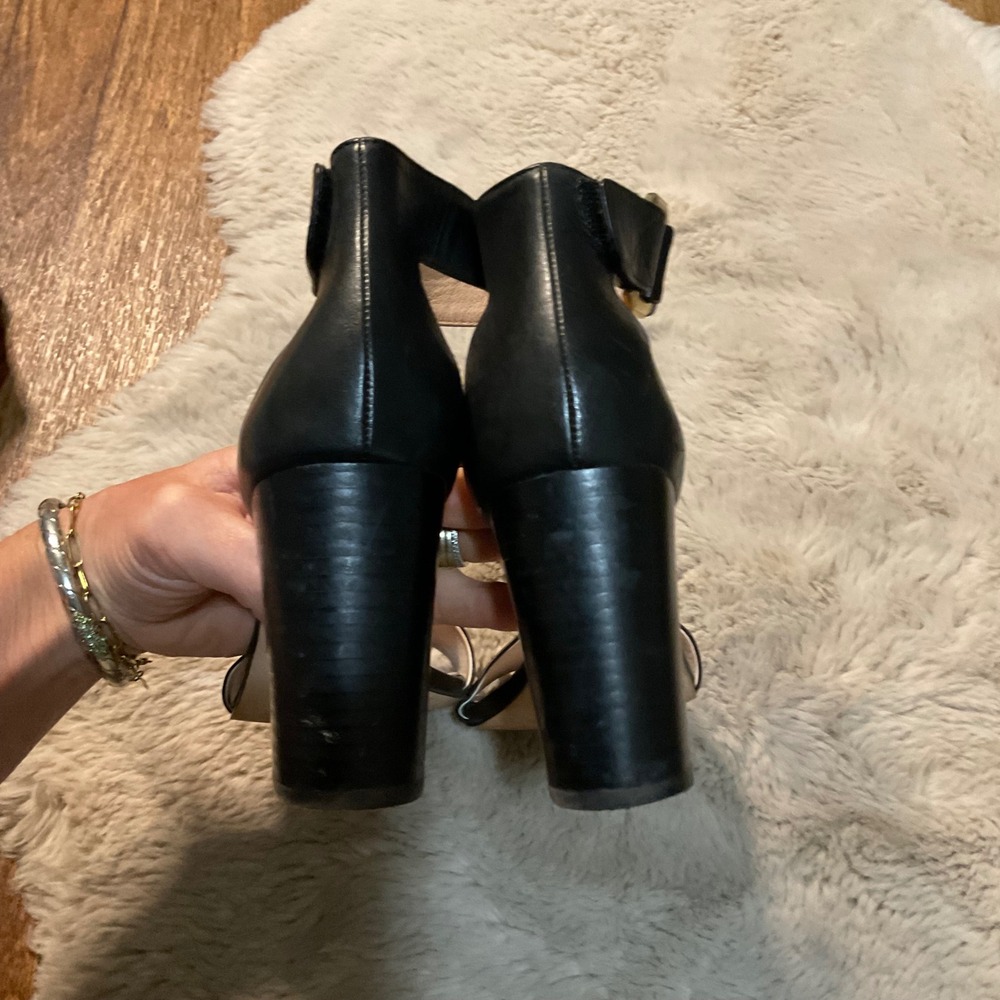Louise et Cie Size 39 8.5 Black Open Toe Heels Ankle Strap Block  Strappy Lo-Kai - Picture 4 of 9